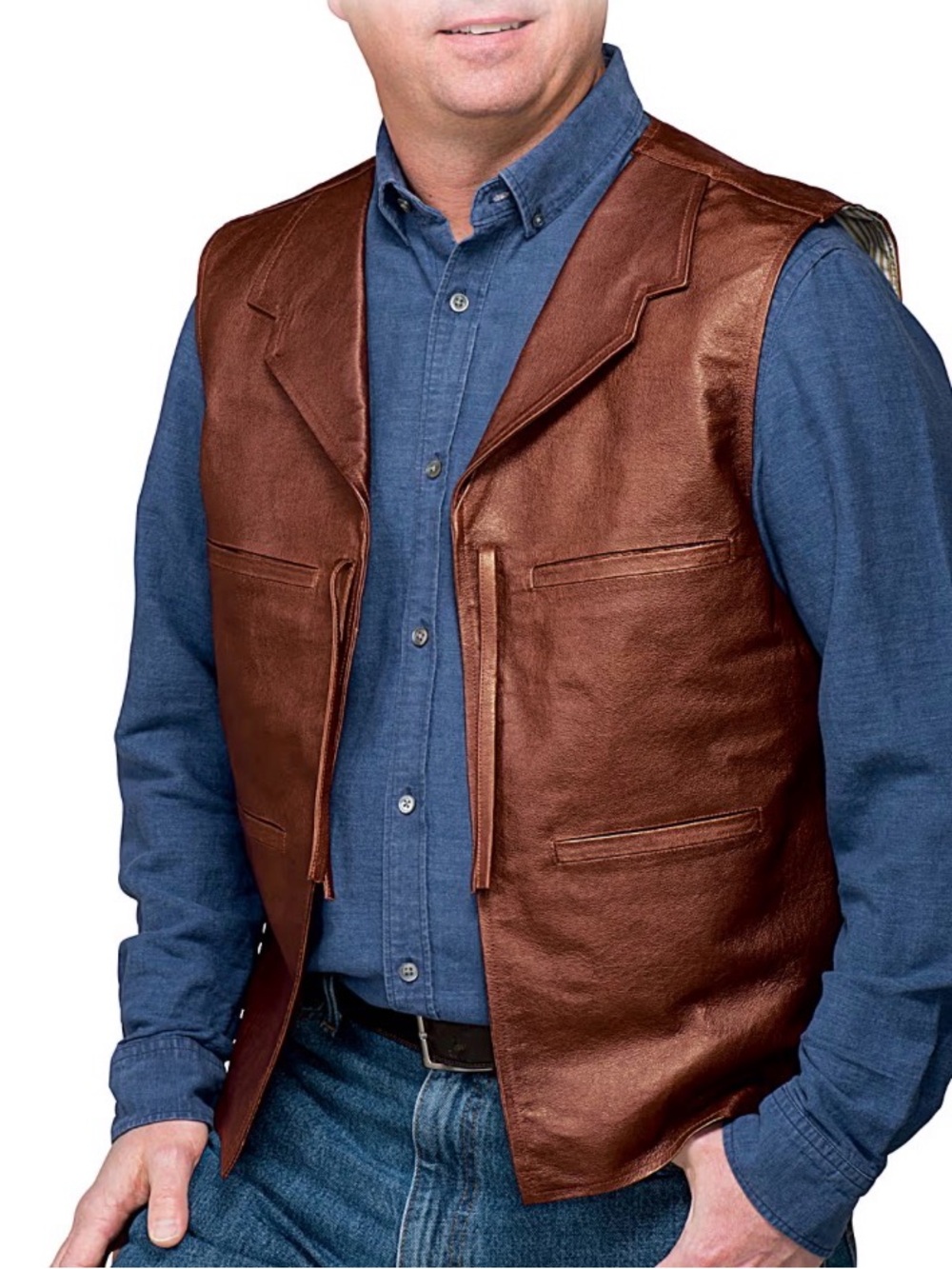 The Bradford Exchange brown leather John Wayne The Duke vest men’s xl x-large